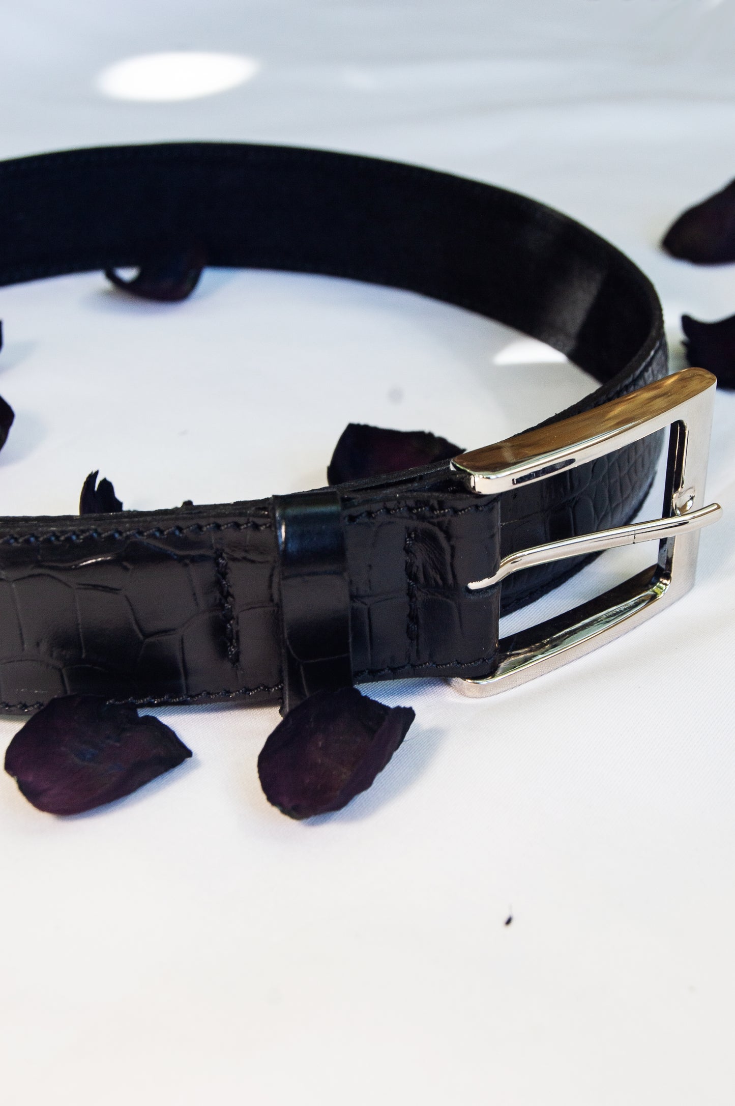 Embossed Crocodile Leather Belt